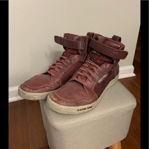 Red G-Star Raw Hi-Top Shoes